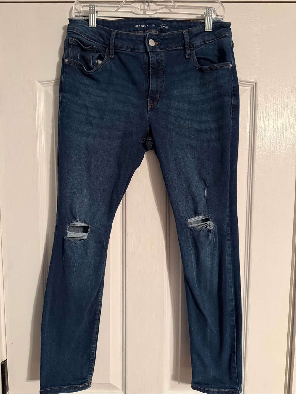 Old Navy Men's Dark Indigo Skinny Jeans with Knee Rips